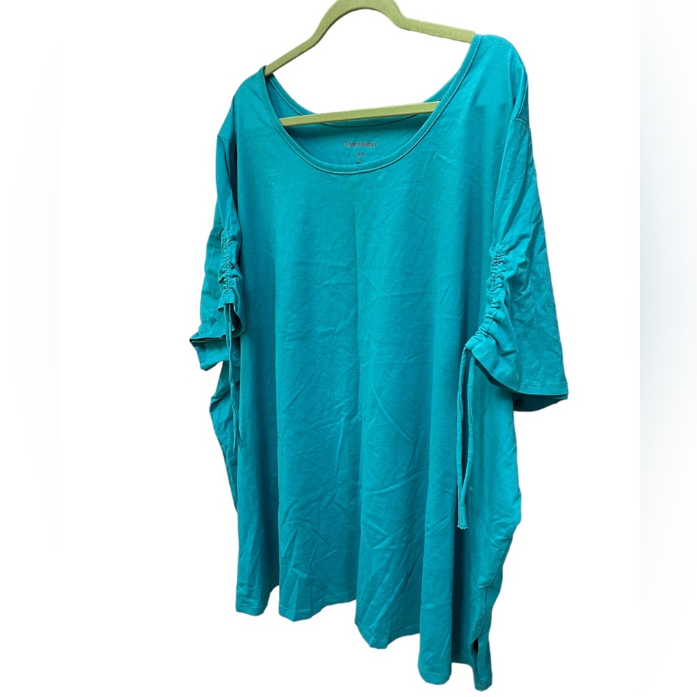 Woman Within Scoop Neck T Top Embellished Adjustable Short Sleeves Size 5X Plus - Picture 3 of 6